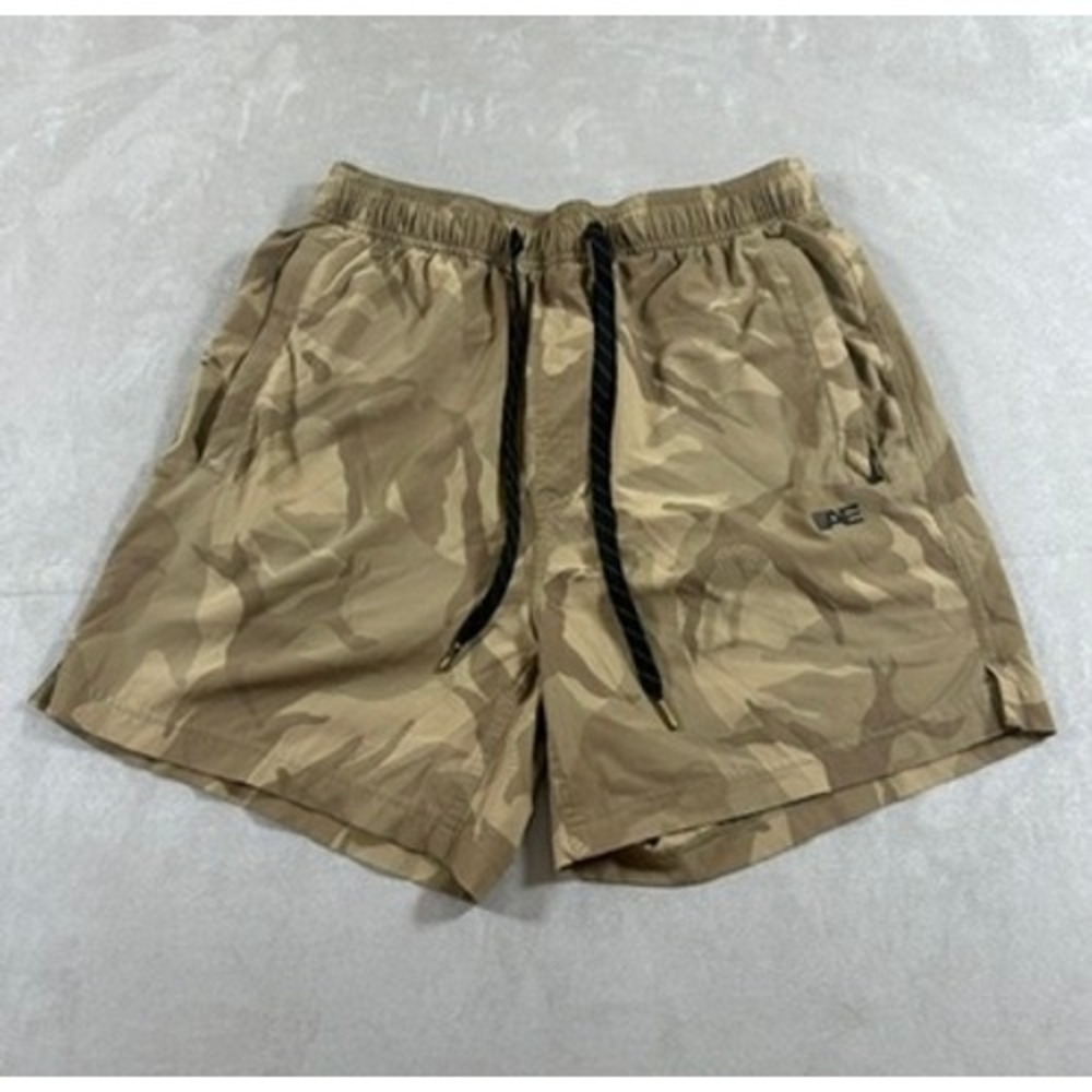 American Eagle Active Shorts Mens Camo 5 Inch Inseam Size Small Tan